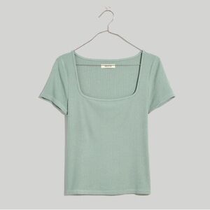 MADEWELL Ribbed Square Neck Crop Top in Frosted Willow